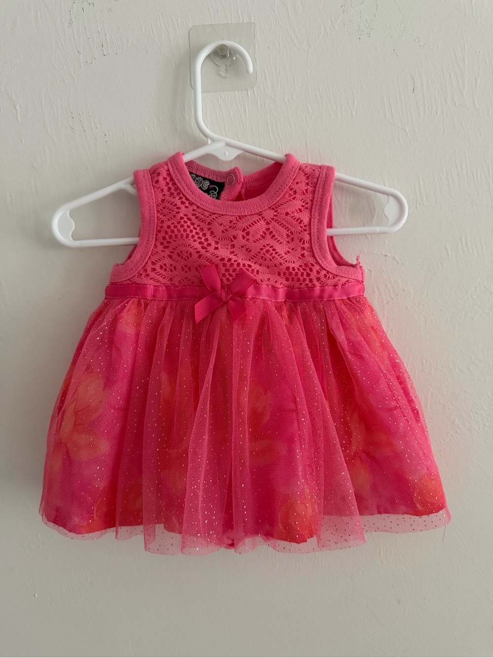 Pink Floral Lace & Tulle Baby Dress